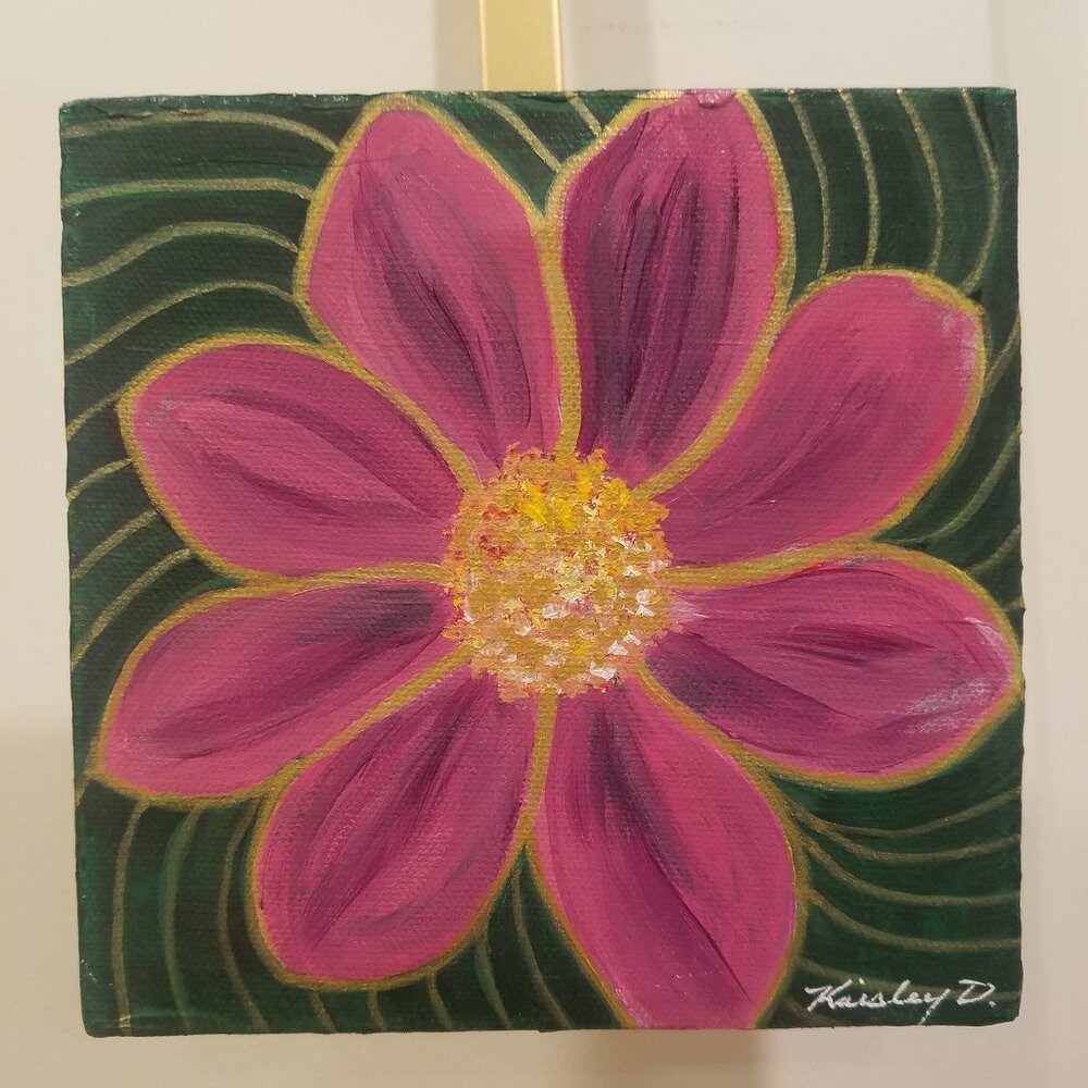 Original Flower Painting 6 x 6 Wall Art